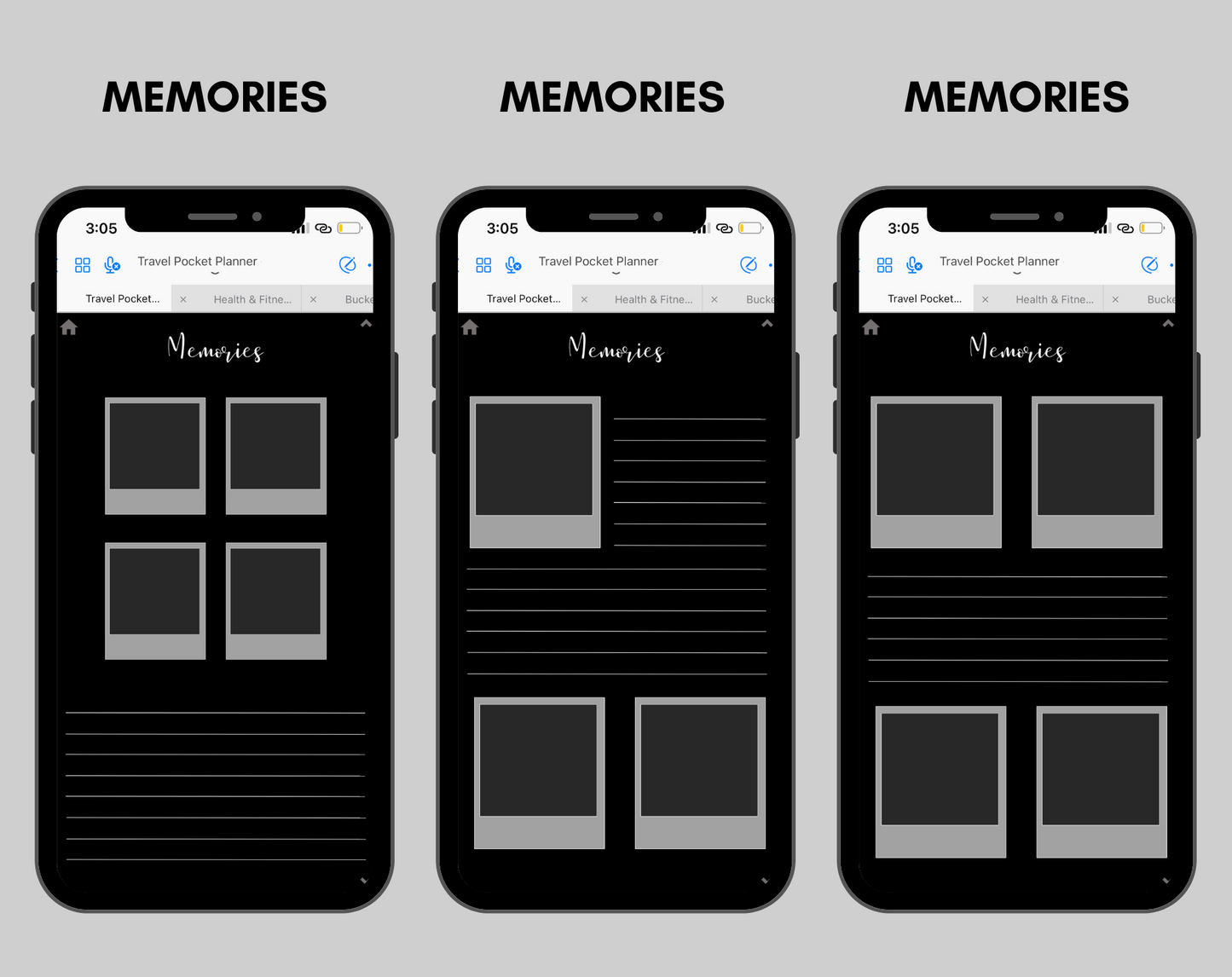 Digital Travel Phone Planner Dark Mode