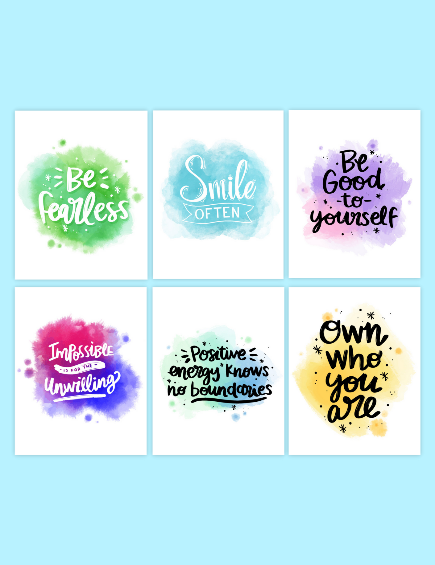 15 Inspirational Quote Watercolor Wall Art