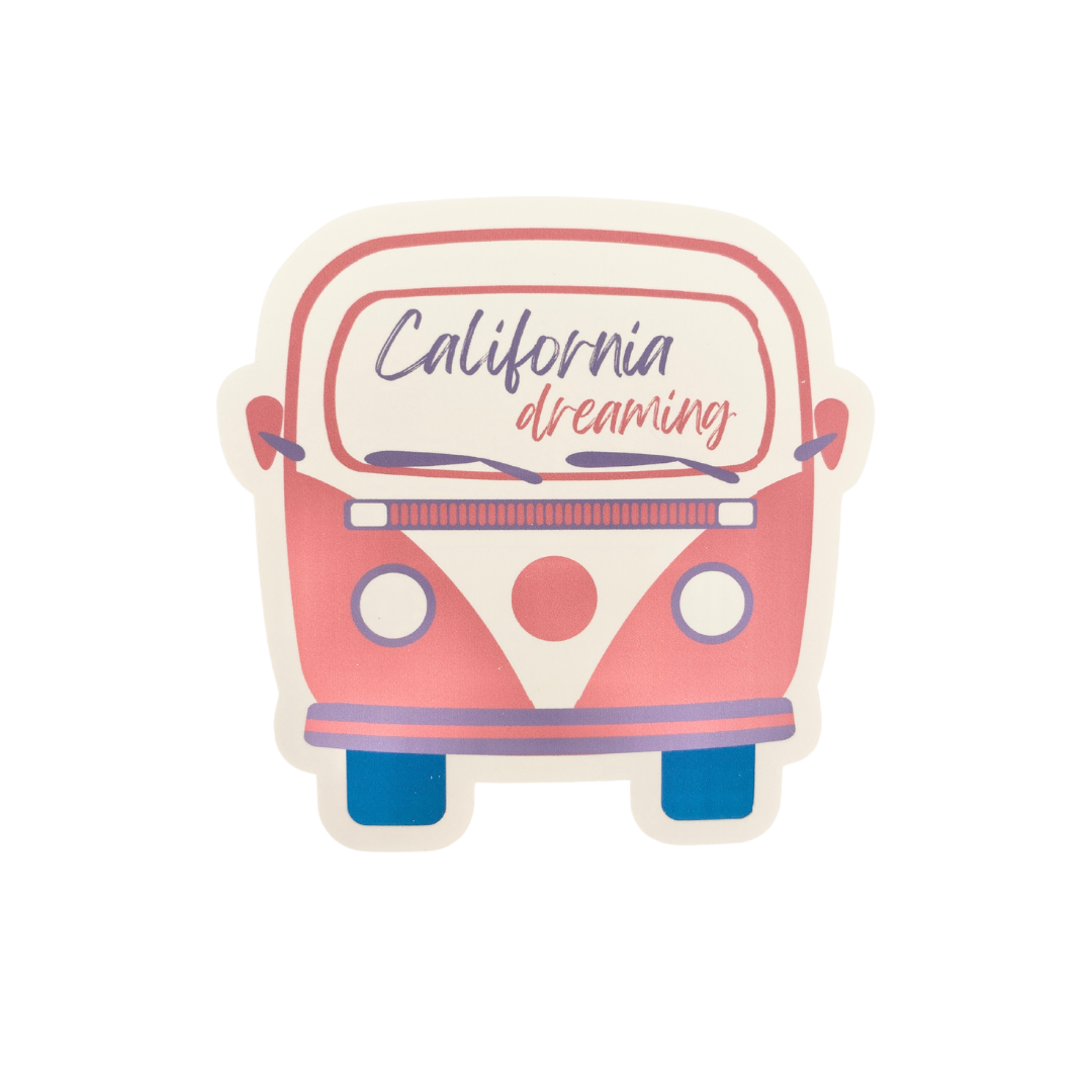 California Dreaming VW Van Die Cut Glossy Sticker