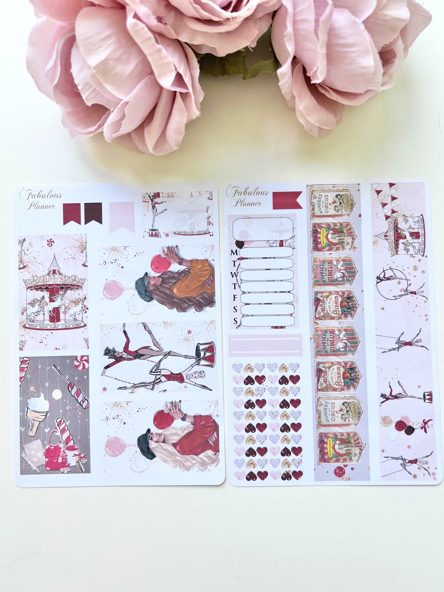 4 Sheets - Red Circus Stickers Kit