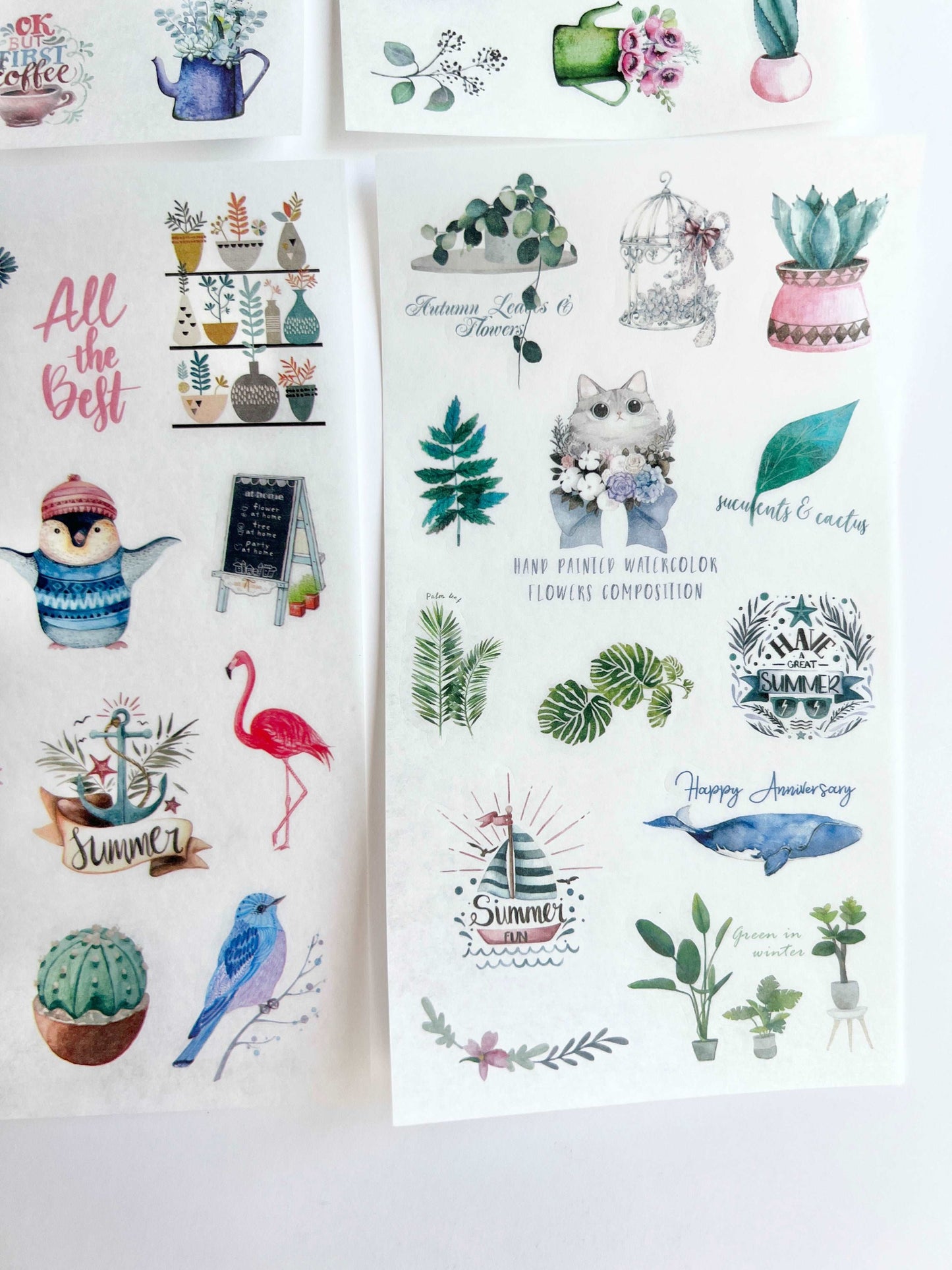 6 Sheets Boho Plants Fashion Illustration Chic Planner Clear Stickers