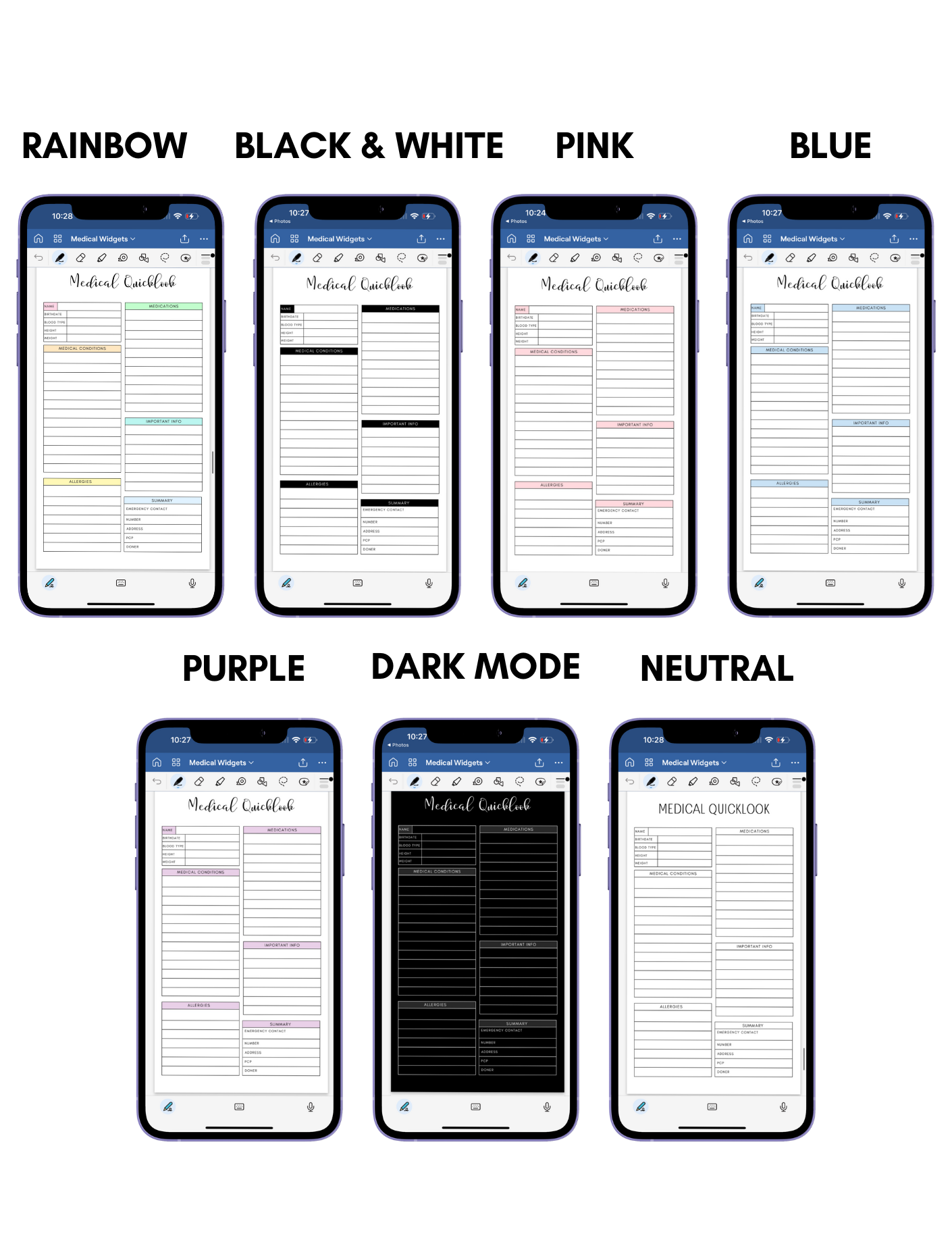 Digital Phone Planner Medical Widgets
