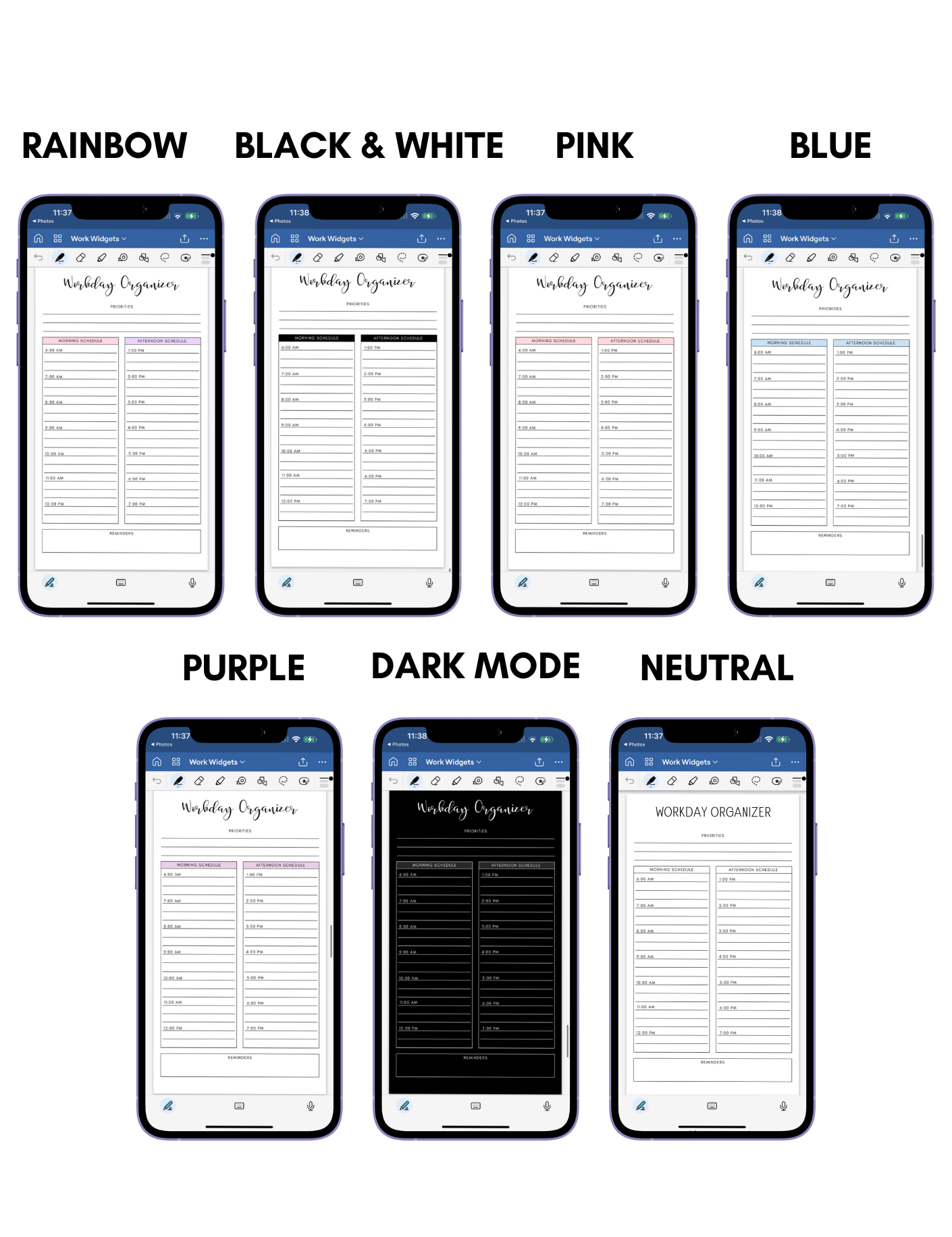 Digital Phone Planner Work Widgets