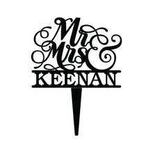 Load image into Gallery viewer, Personalized Script Mr & Mrs Wedding Cake Topper