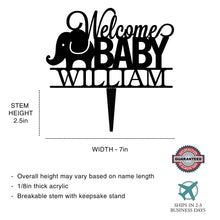 Load image into Gallery viewer, Personalized Baby Elephant Cake Topper