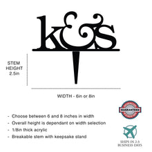 Load image into Gallery viewer, Personalized Initials Wedding Cake Topper