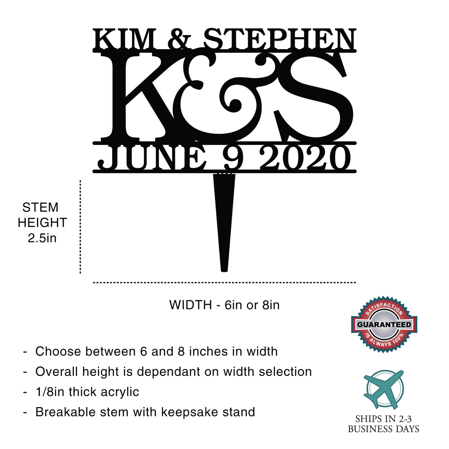 Personalized Classic Wedding Cake Topper