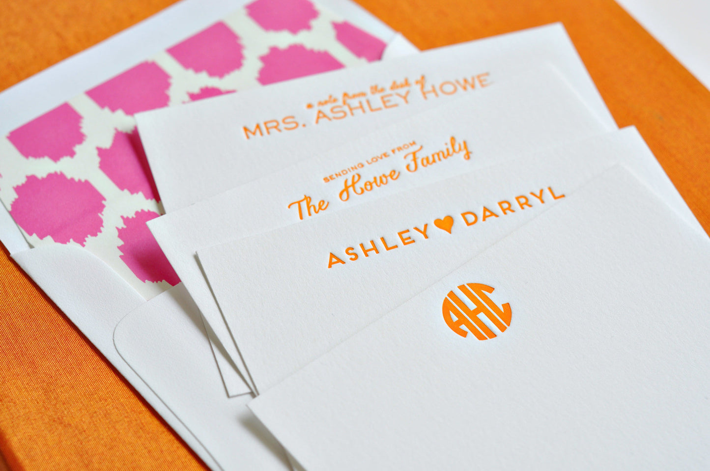 Grand Silk Stationery Box - Orange