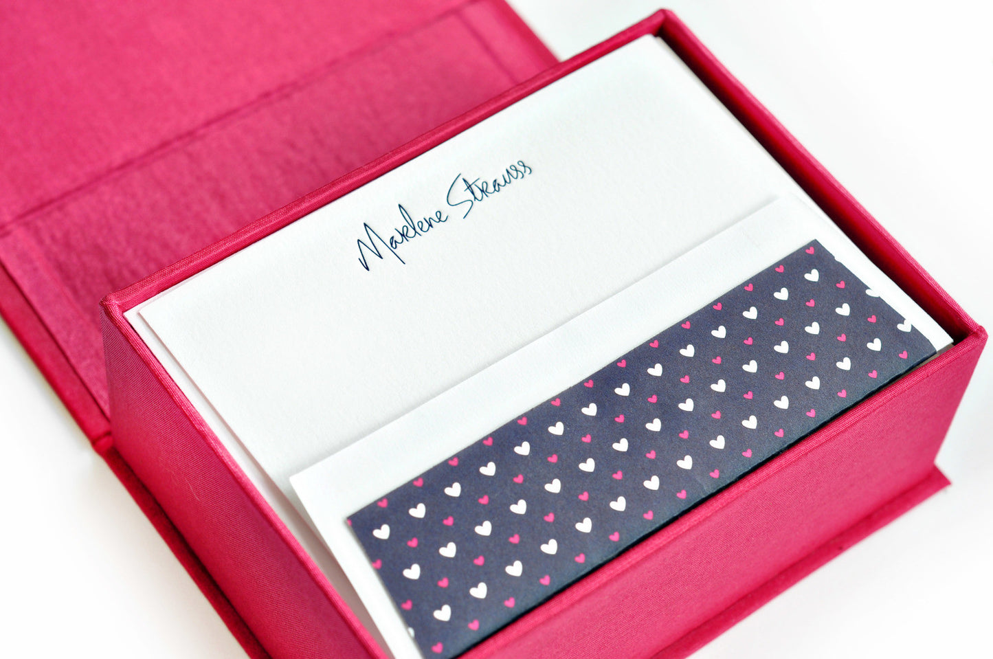Petite Silk Stationery Box - Magenta