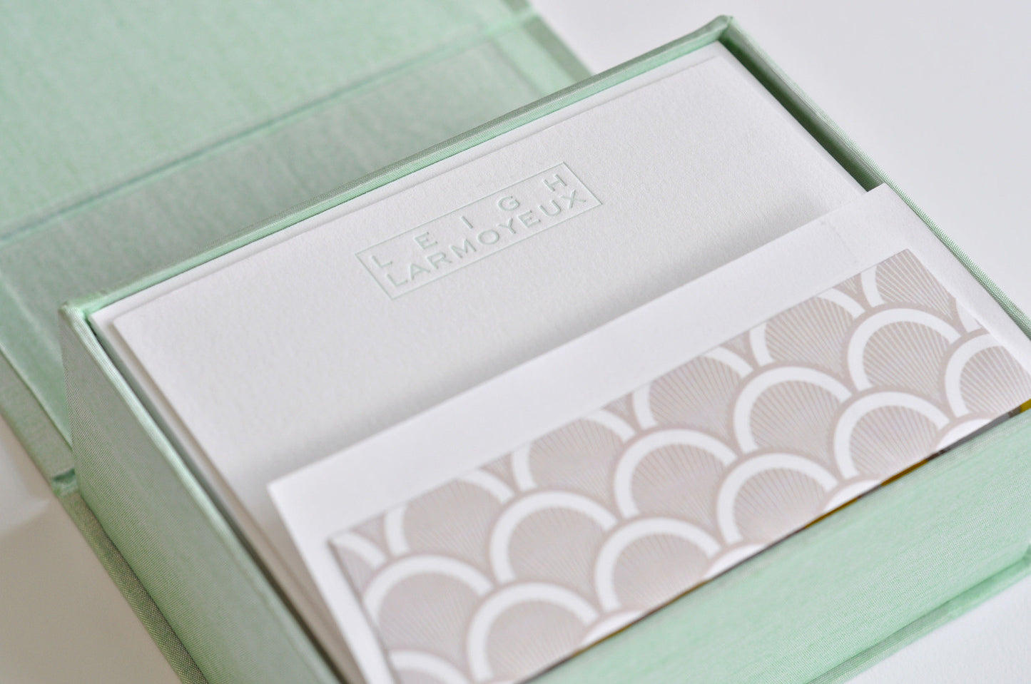 Petite Silk Stationery Box - Seafoam