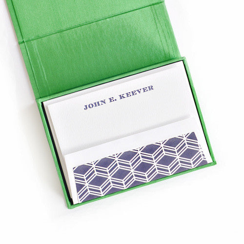 Petite Silk Stationery Box - Green