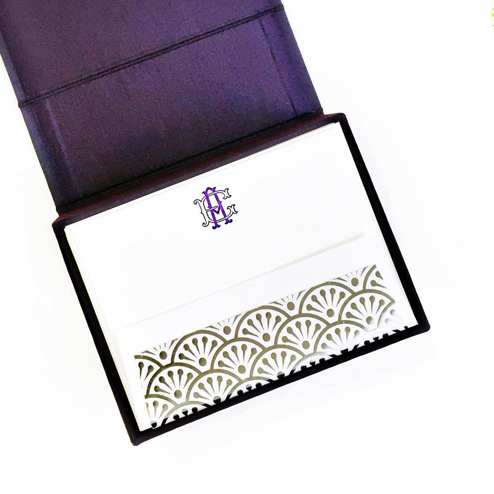 Petite Silk Stationery Box - Purple