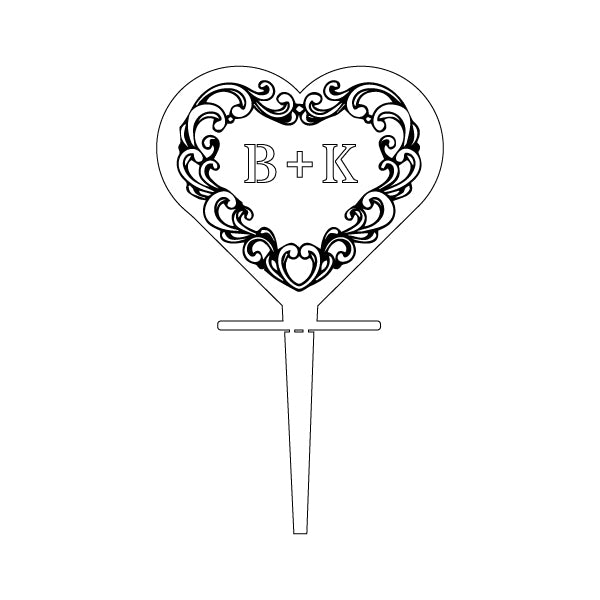Ornate Heart Cupcake Topper
