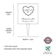 Load image into Gallery viewer, Personalized Ornate Heart Wedding Cake Topper