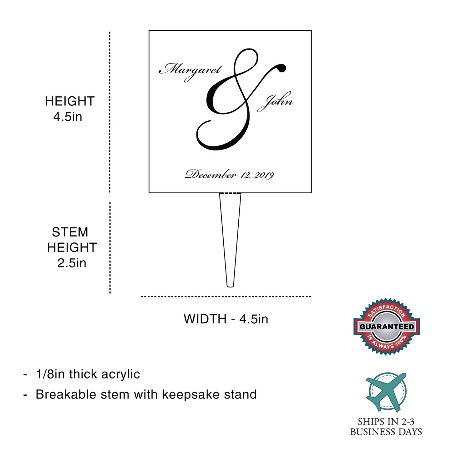 Personalized Script Names Wedding Cake Topper