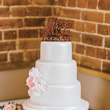 Load image into Gallery viewer, Personalized Script Mr & Mrs Wedding Cake Topper