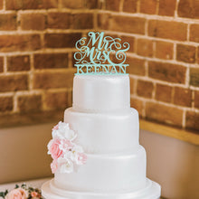 Load image into Gallery viewer, Personalized Script Mr & Mrs Wedding Cake Topper