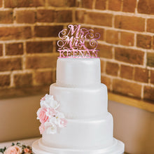 Load image into Gallery viewer, Personalized Script Mr & Mrs Wedding Cake Topper