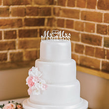 Load image into Gallery viewer, Personalized Mr & Mrs Heart Wedding Cake Topper