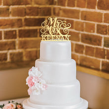 Load image into Gallery viewer, Personalized Script Mr & Mrs Wedding Cake Topper