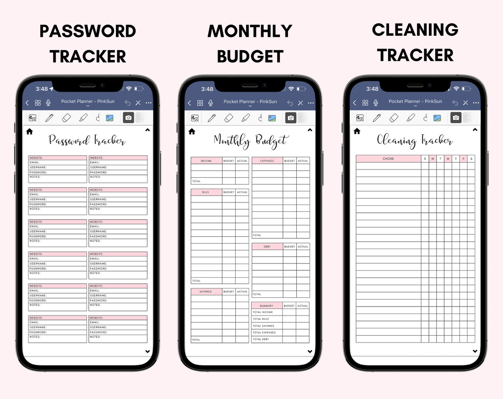Digital Phone Planner Pink
