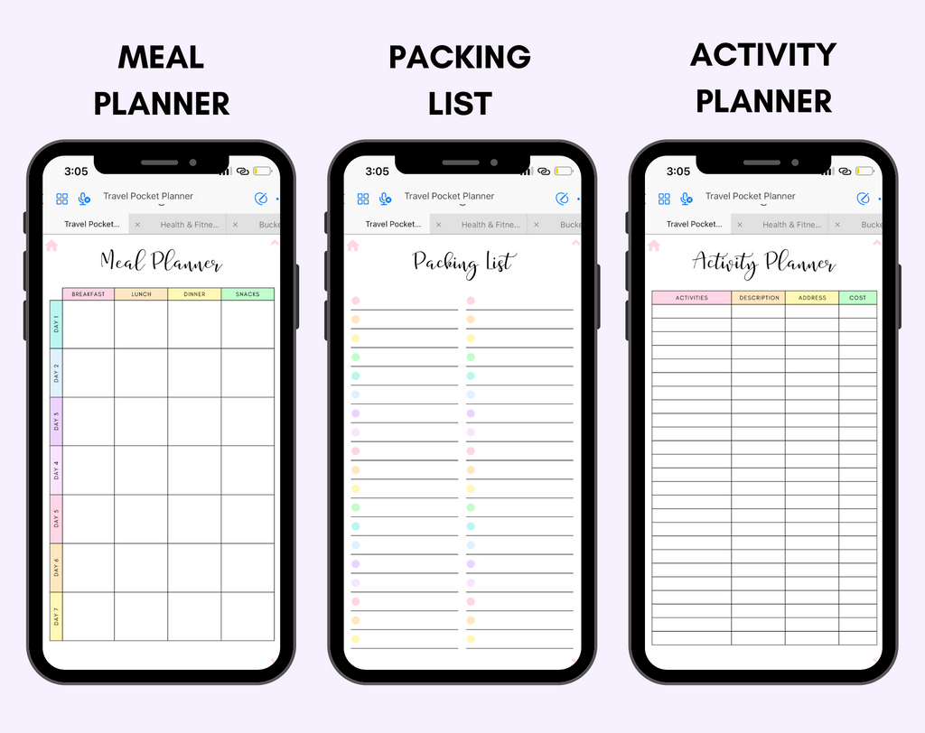 Digital Travel Phone Planner Rainbow