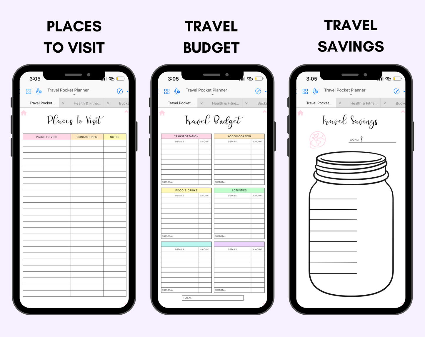 Digital Travel Phone Planner Rainbow