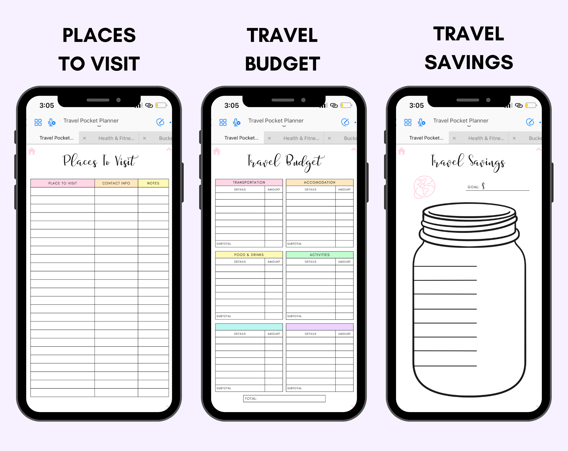 Digital Travel Phone Planner Rainbow
