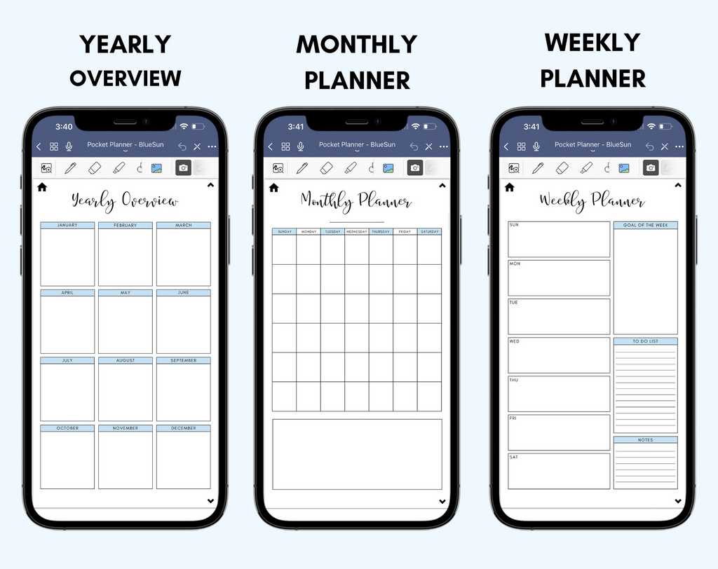 Digital Phone Planner Blue