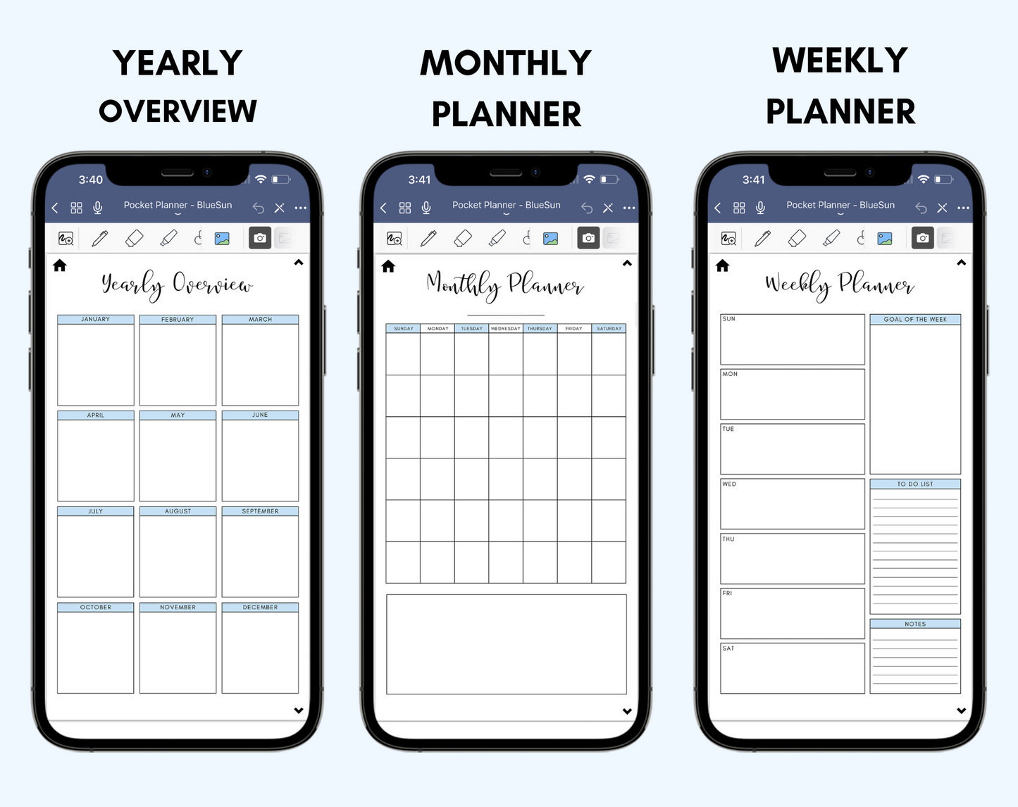 Digital Phone Planner Blue