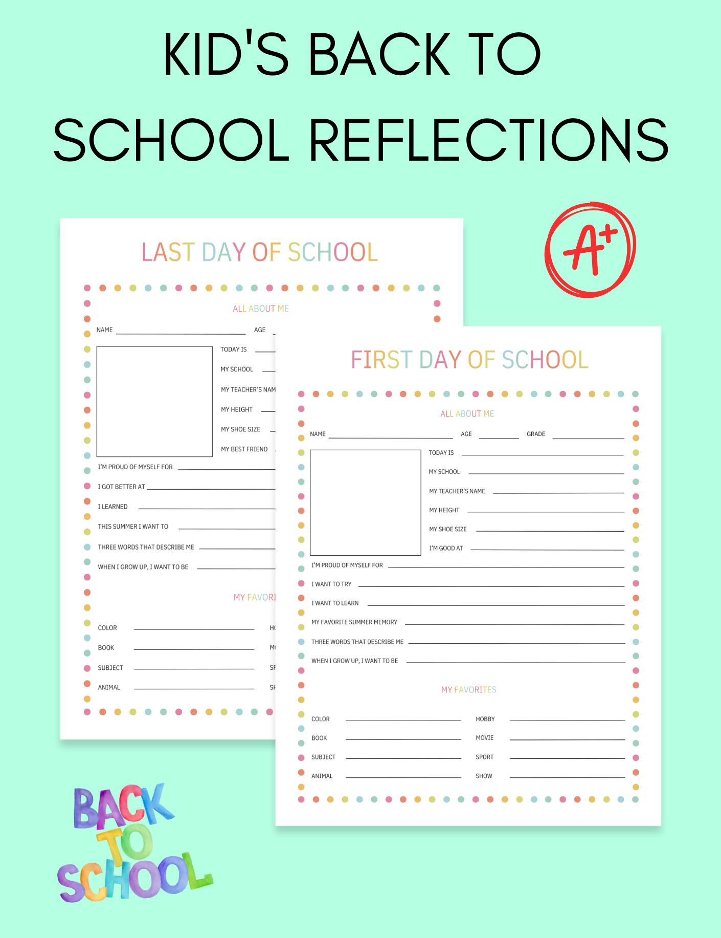 Kid's Back To School Reflection