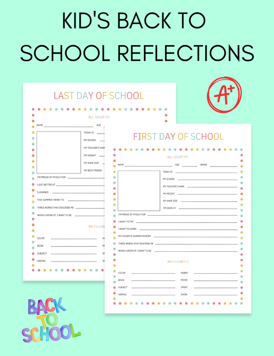 Kid's Back To School Reflection