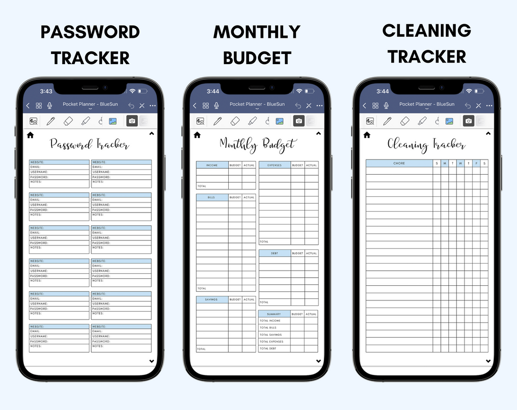 Digital Phone Planner Blue
