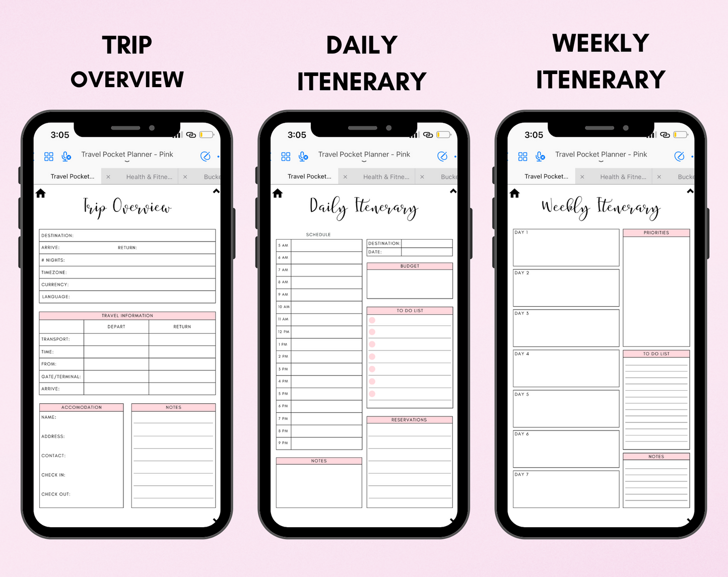Digital Travel Phone Planner Bundle