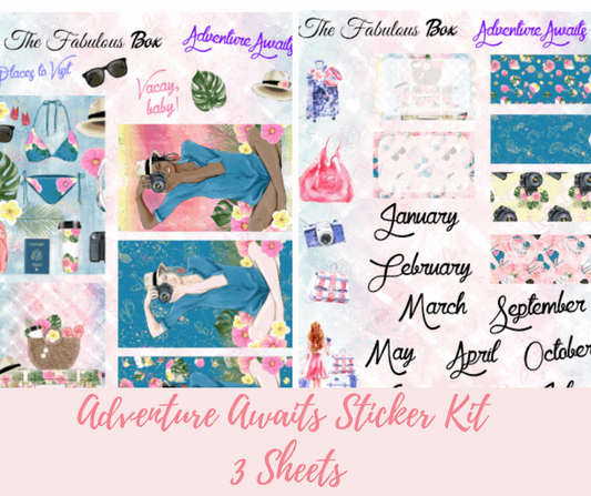 Adventure Awaits Travel Sticker Kit - 3 Sheets