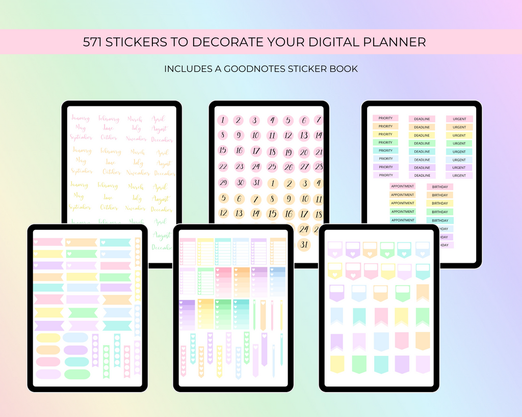 2025 Simply Elegant Digital Planner in Rainbow