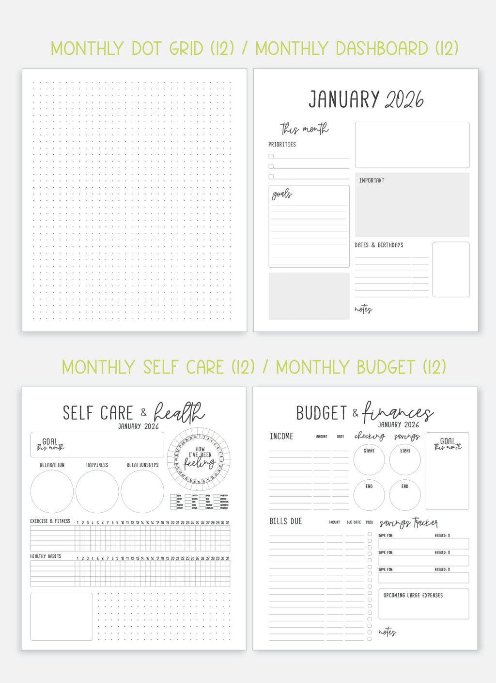 2026 Planner - Horizontal Layout, Spiral Bound - "Teal" (#108)