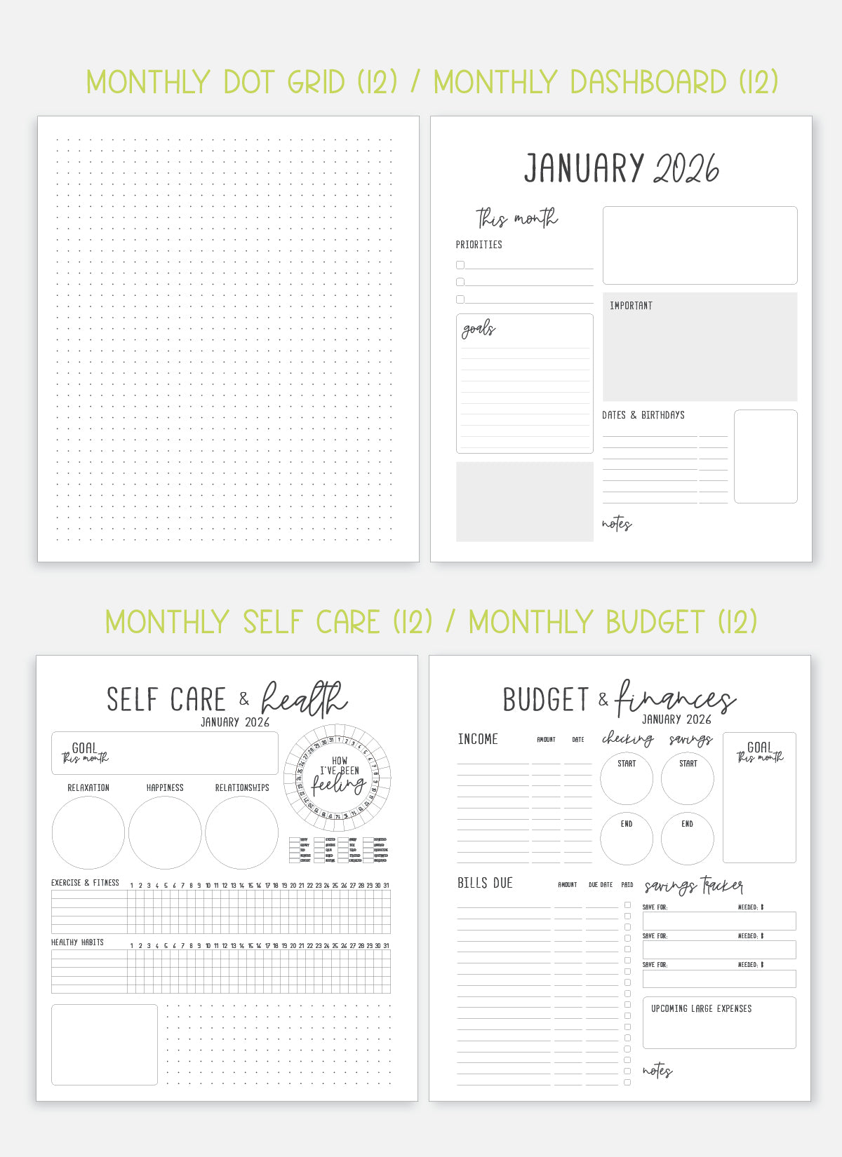 2026 Planner - Horizontal Layout, Spiral Bound - "Aurora" (#106)