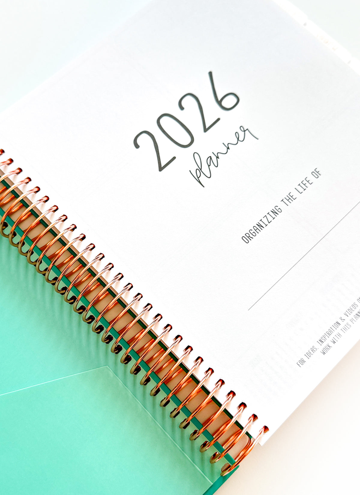 2026 Planner - Horizontal Layout, Spiral Bound - "Teal" (#108)