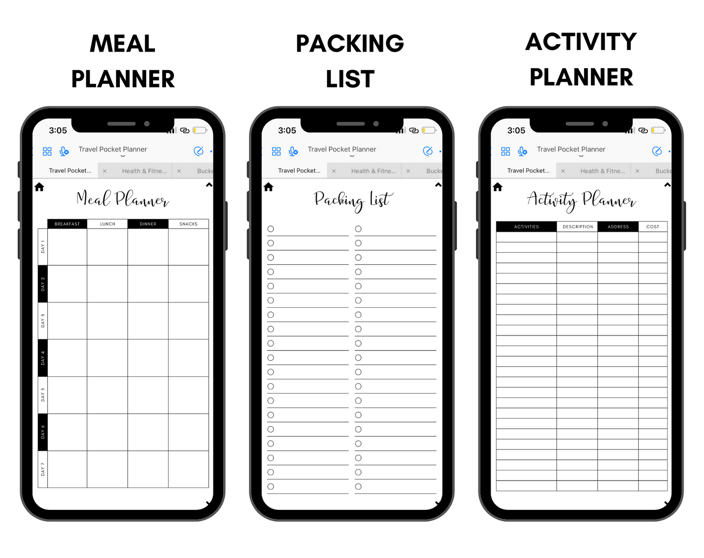 Digital Travel Phone Planner Black