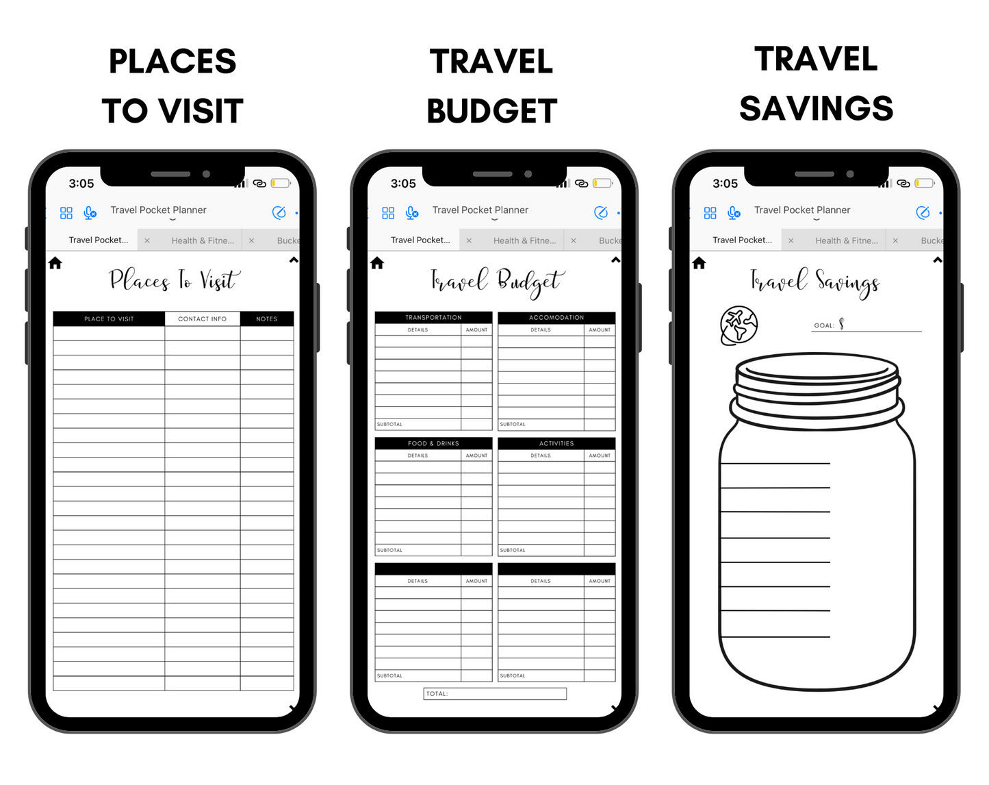 Digital Travel Phone Planner Black