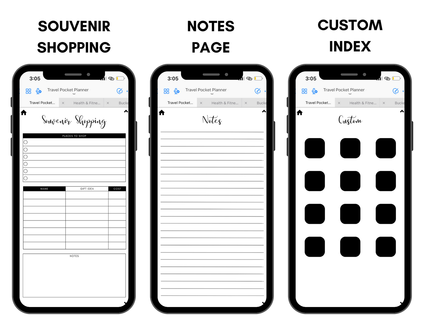 Digital Travel Phone Planner Black