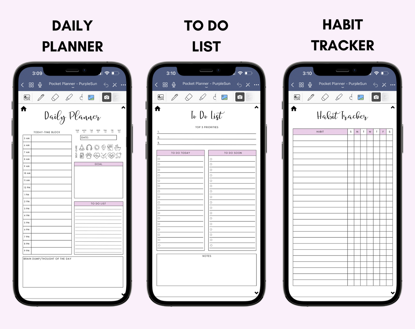 Digital Phone Planner Purple