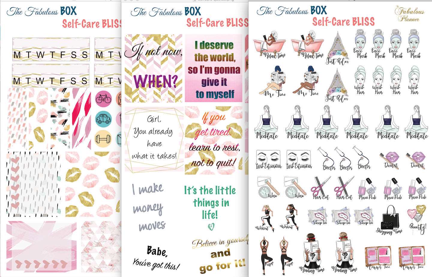 3 Sheets Self Care Sticker Set