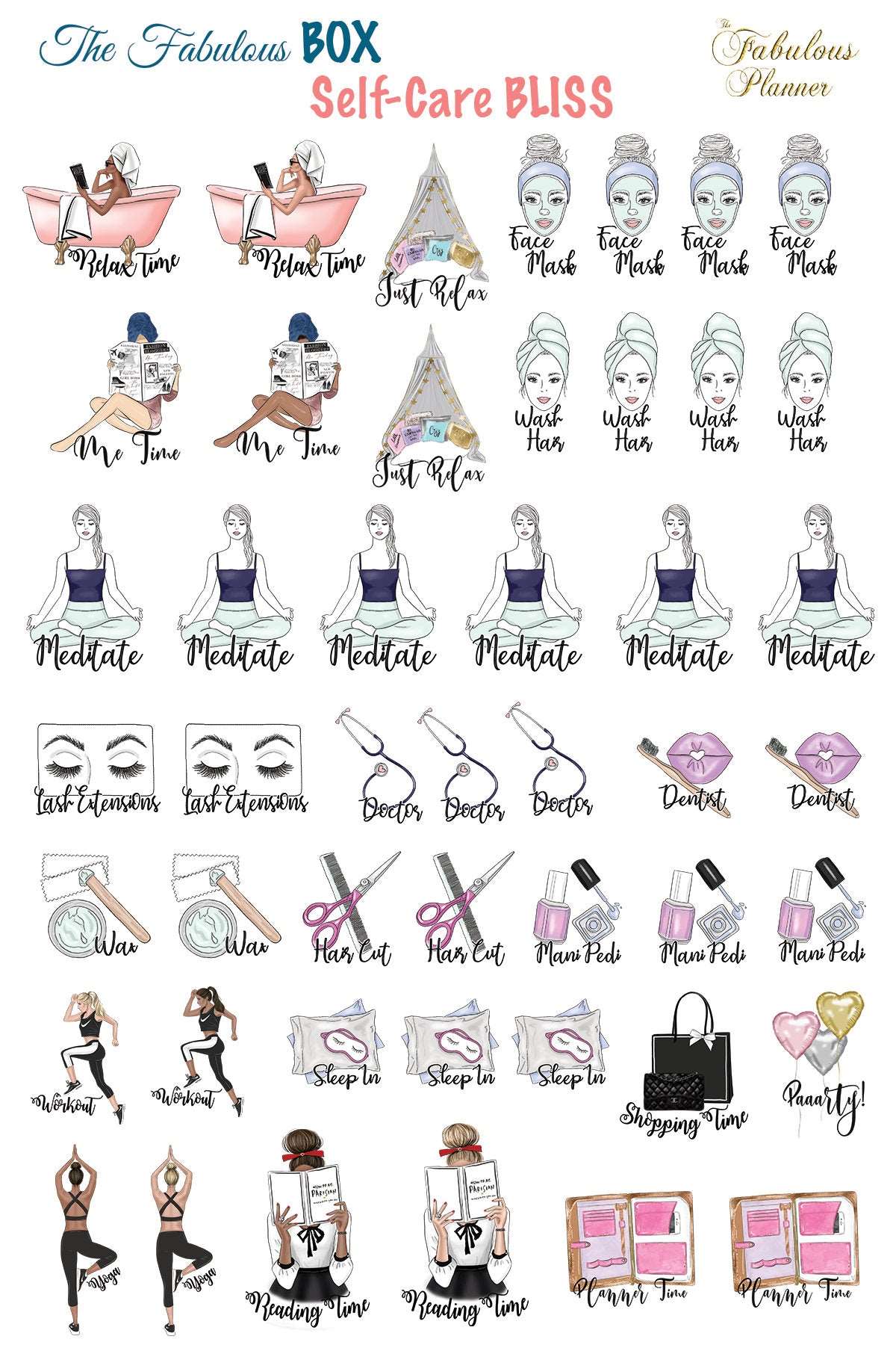 3 Sheets Self Care Sticker Set