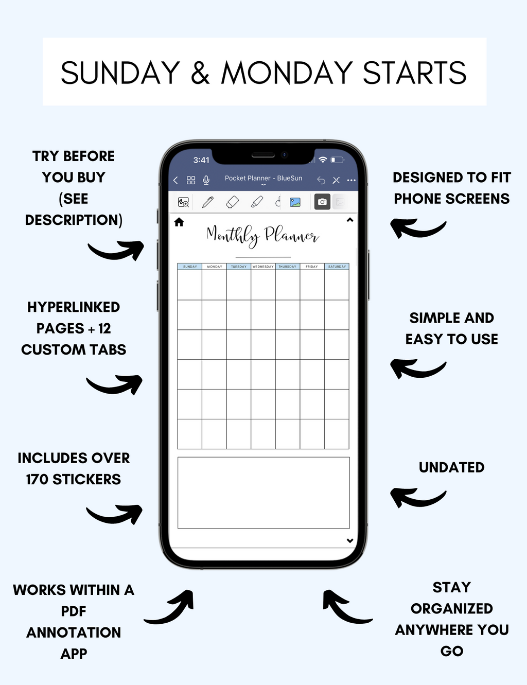 Digital Phone Planner Blue
