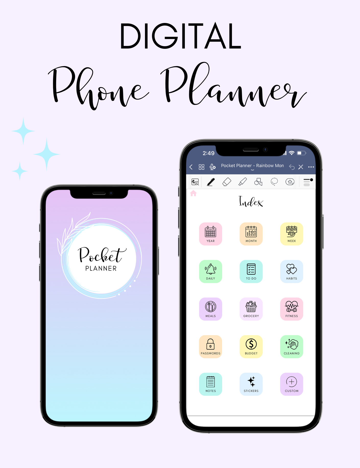 Digital Phone Planner Rainbow