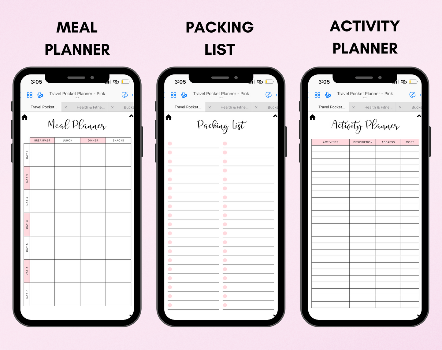 Digital Travel Phone Planner Bundle