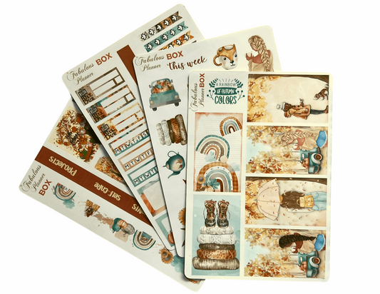 4 Sheets - A Rainbow of Autumn Colors Stickers Kit