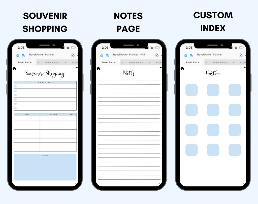 Digital Travel Phone Planner Blue